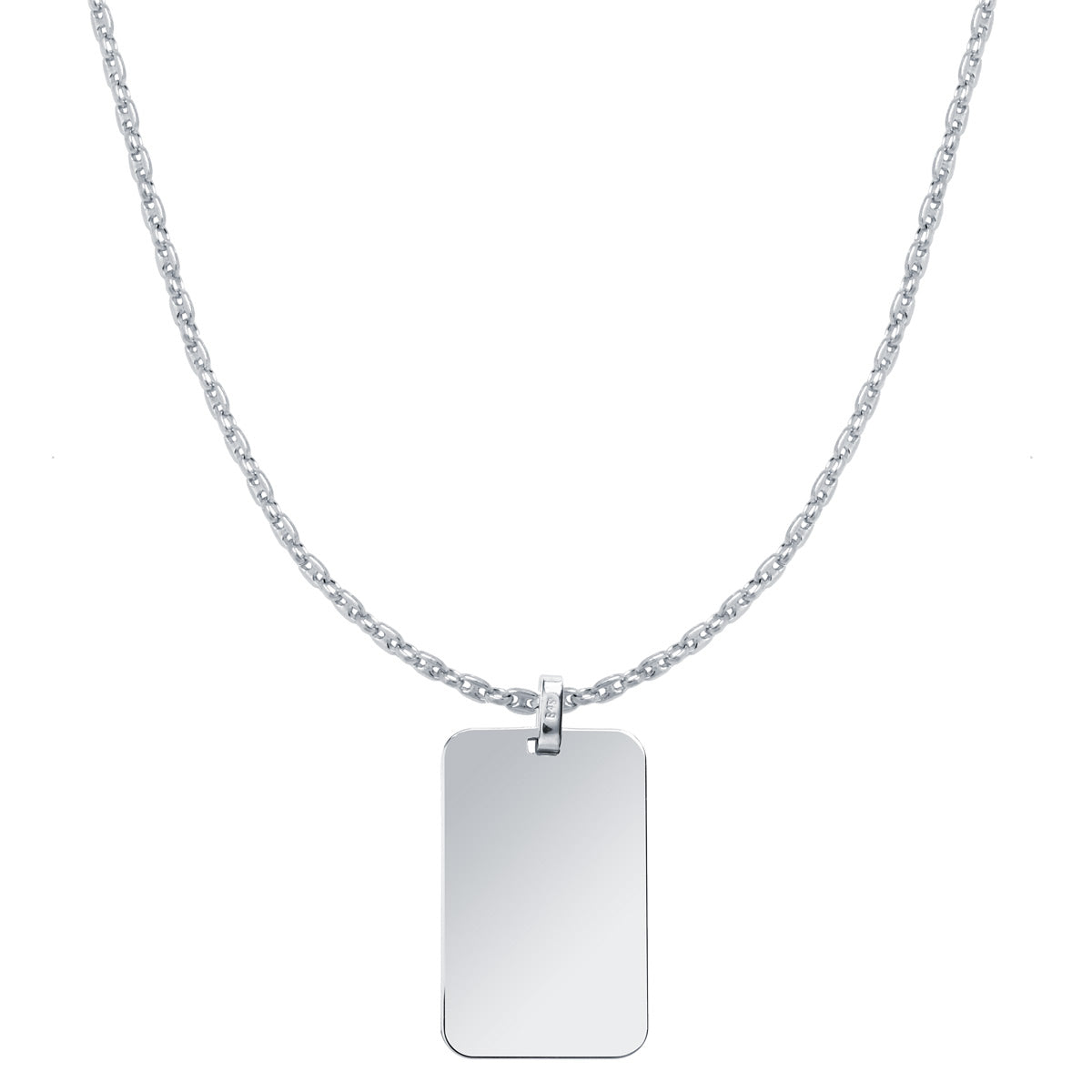 Cadena Marina y Medalla Rectangular Grande Plata