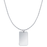 Cadena Marina y Medalla Rectangular Grande Plata