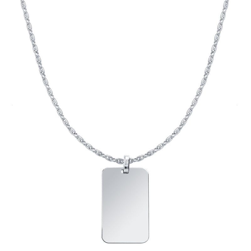 Cadena Marina y Medalla Rectangular Grande Plata