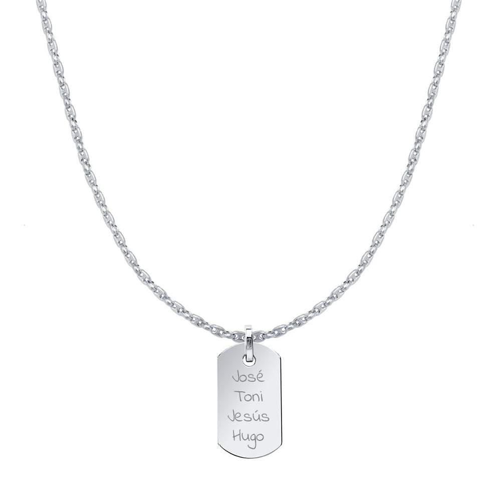 Cadena Marina y Medalla Redondeada Pequeña Plata