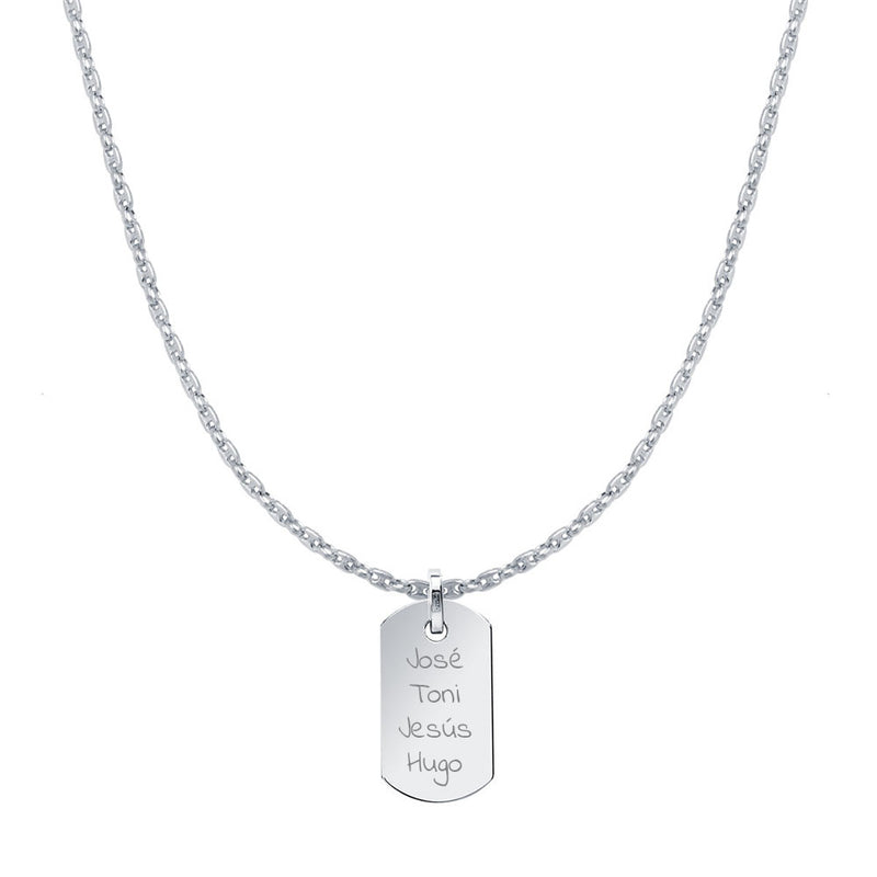 Cadena Marina y Medalla Redondeada Pequeña Plata