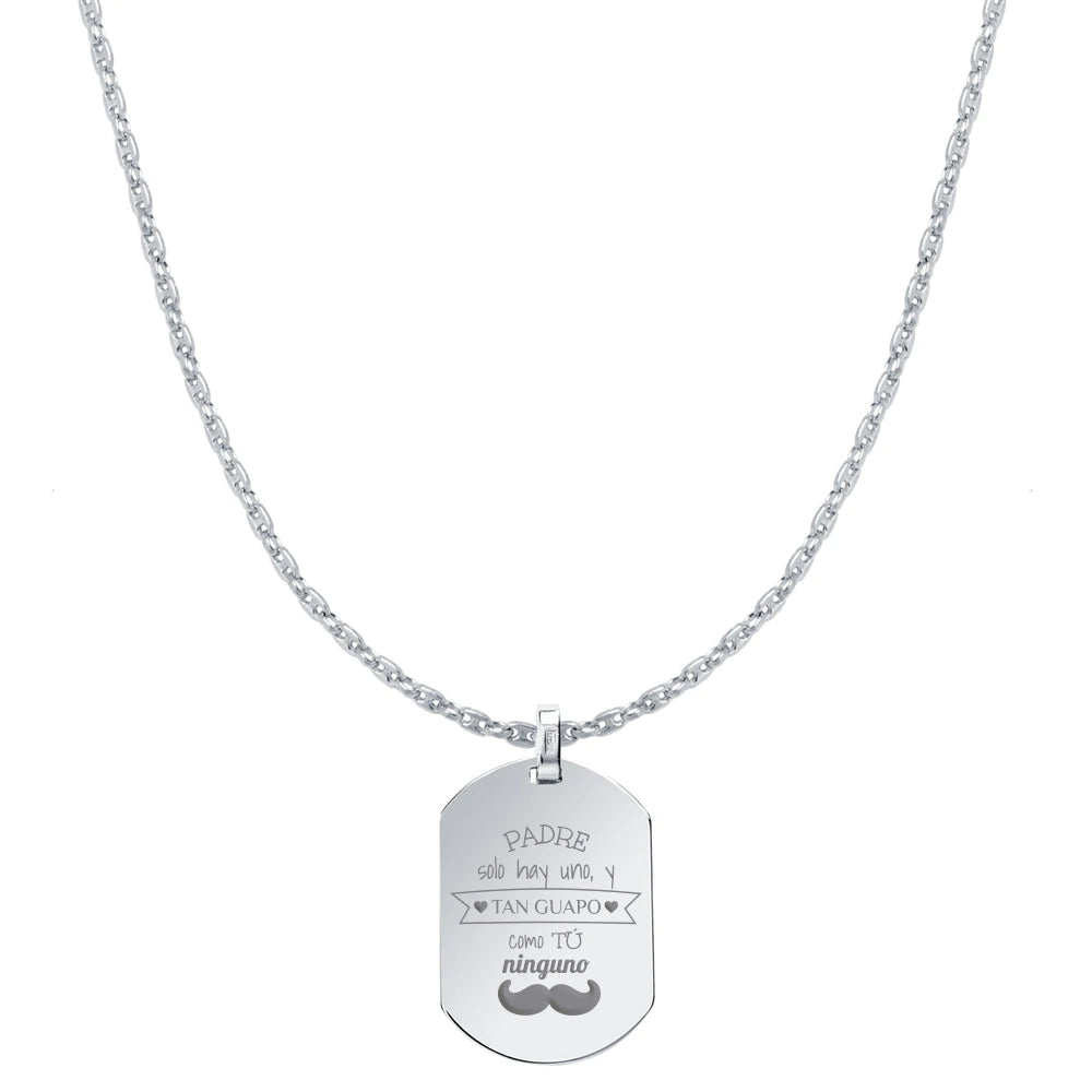 Cadena Marina y Medalla Redondeada Grande Plata