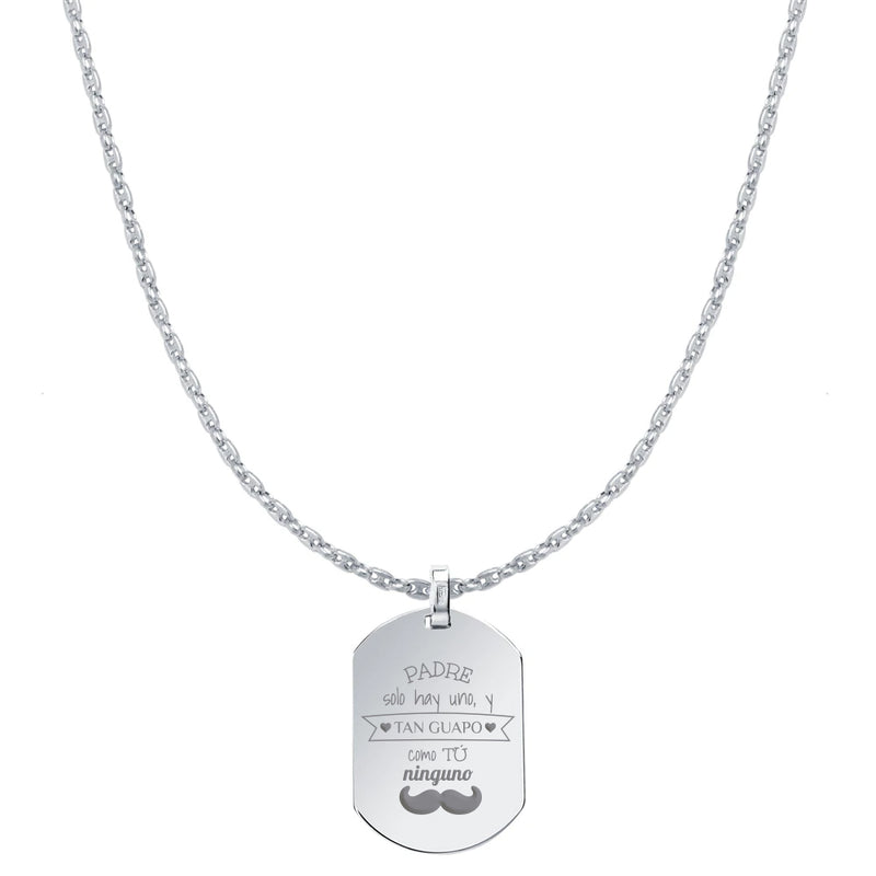 Cadena Marina y Medalla Redondeada Pequeña Plata