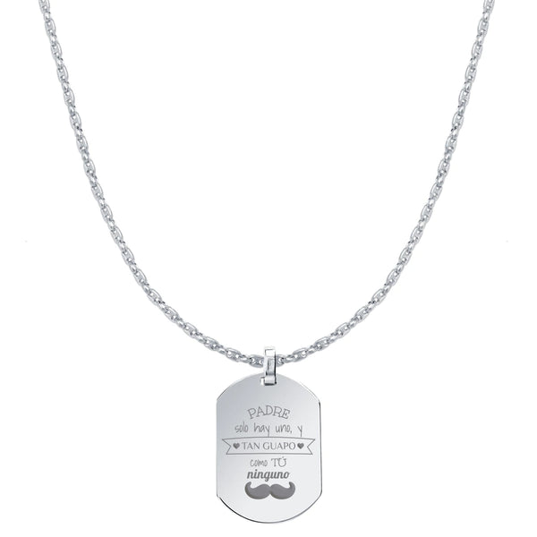 Cadena Marina y Medalla Redondeada Grande Plata