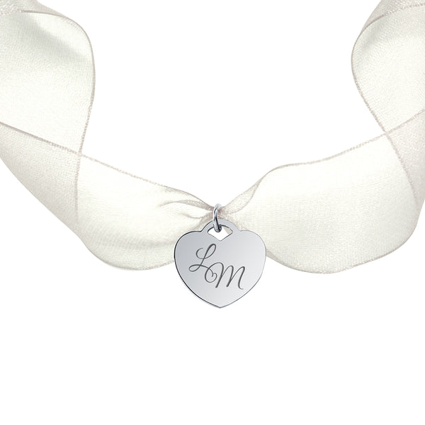 Medalla Ramo Novia Organza Corazón Plata