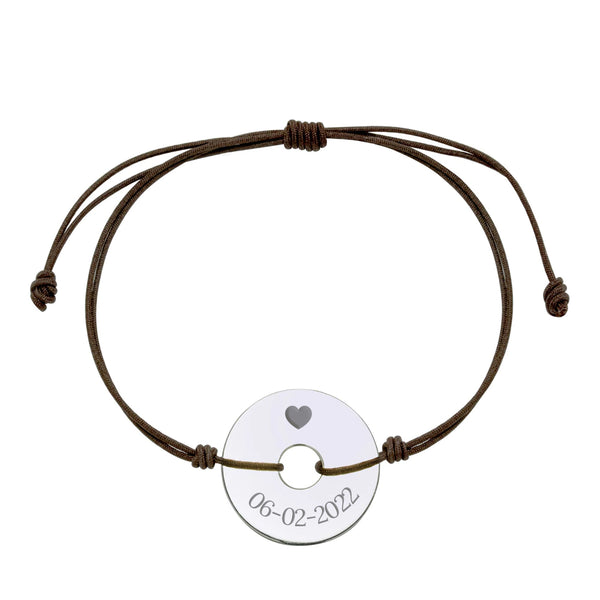 Pulsera Personalizable de Plata y Macramé Marrón
