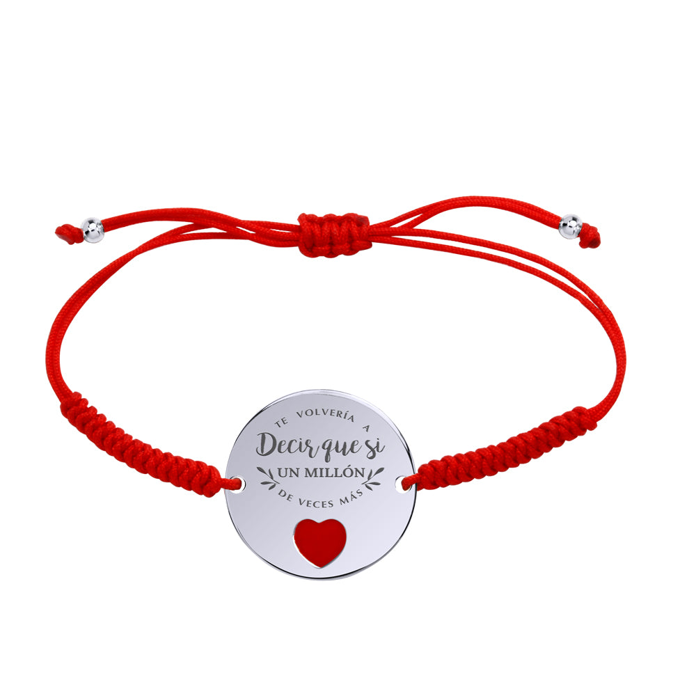 Pulsera Personalizable Hilo Rojo del Destino Plata