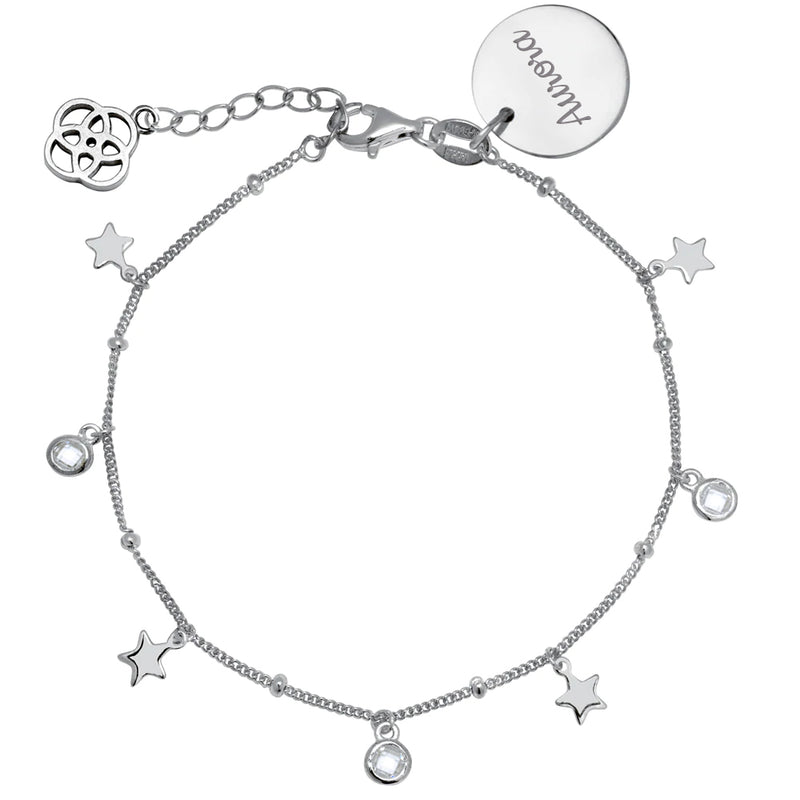 Pulsera Personalizable Estrellas y Circonitas Plata