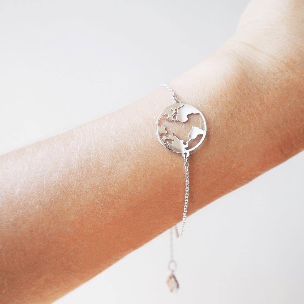 Pulsera Wanderlust Globe Plata