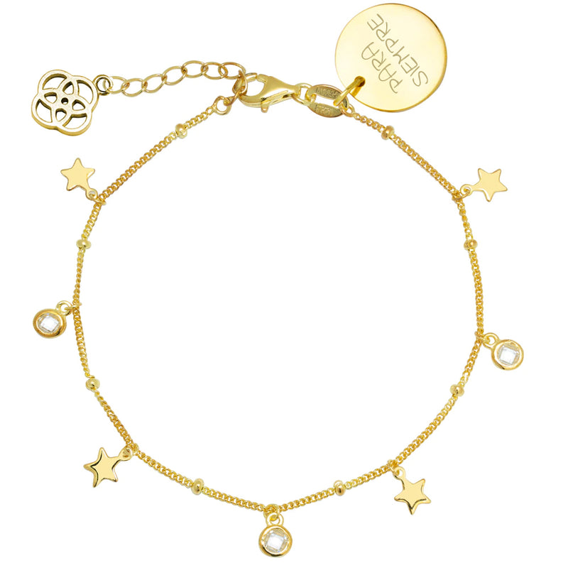 Pulsera Personalizable Estrellas y Circonitas Plata
