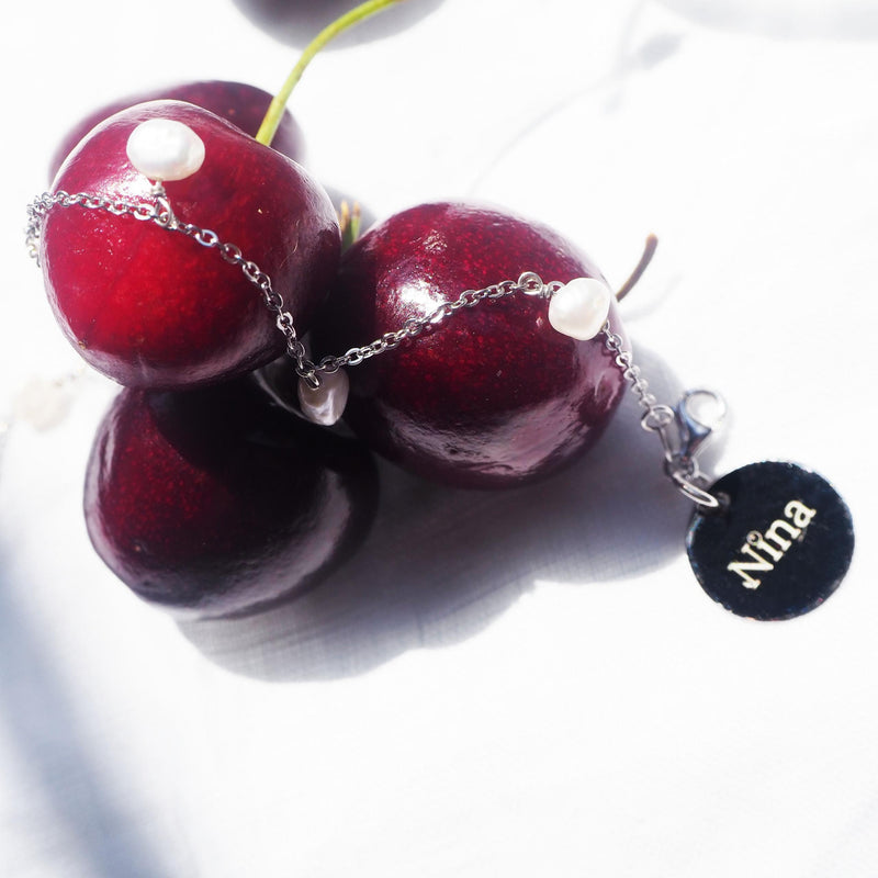 Pulsera De Perlas Plata