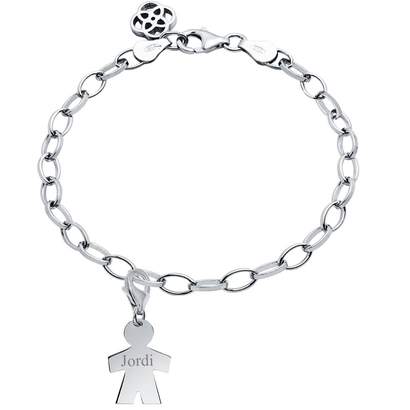 Pulsera Personalizable Rolo Charm Niño Plata