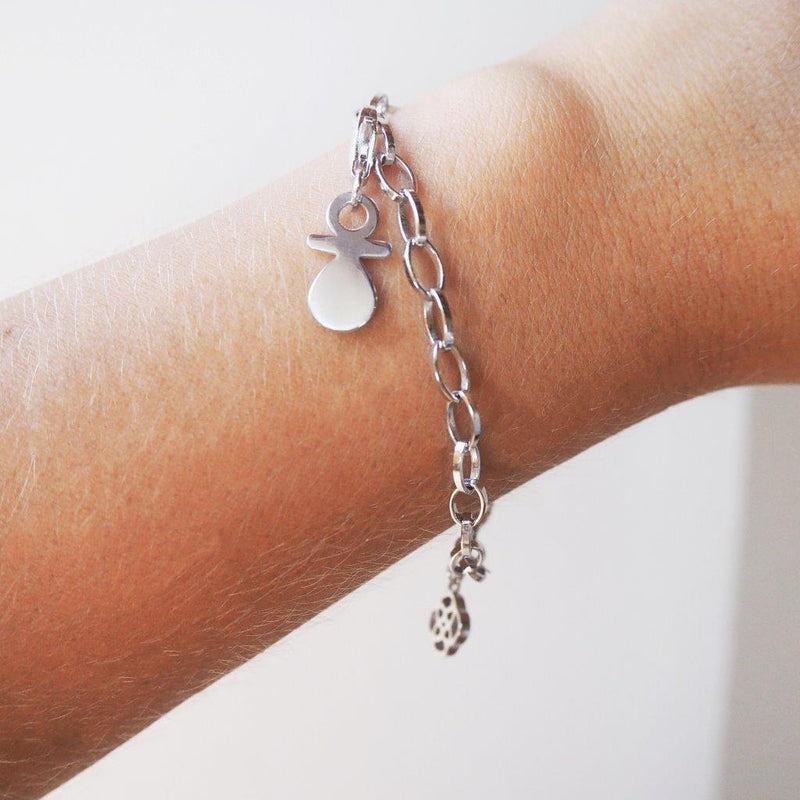 Pulsera Personalizable Rolo Charm Chupete Plata
