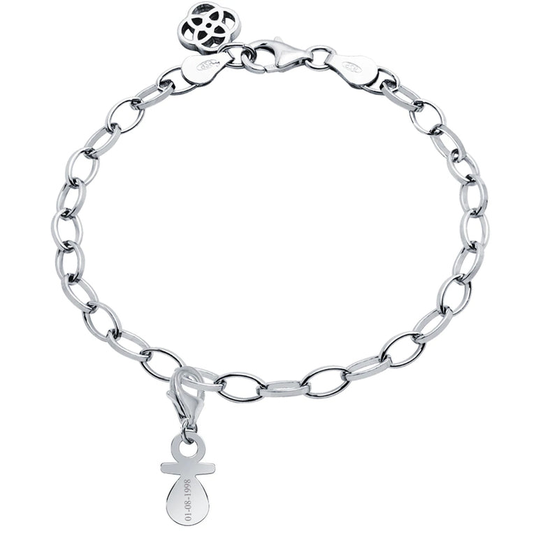 Pulsera Personalizable Rolo Charm Chupete Plata
