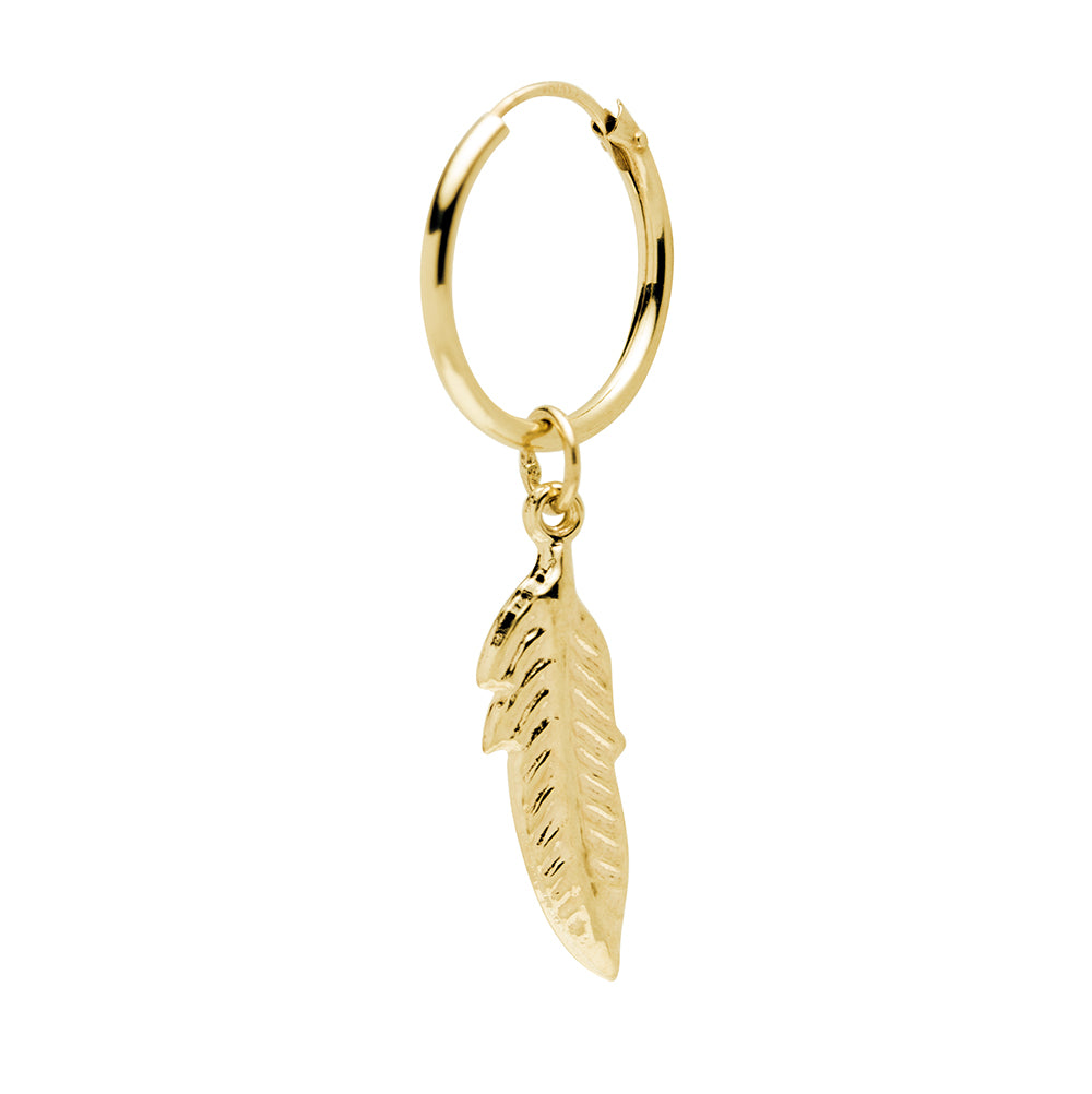 Piercing  Aro Liso Oro Con Pluma