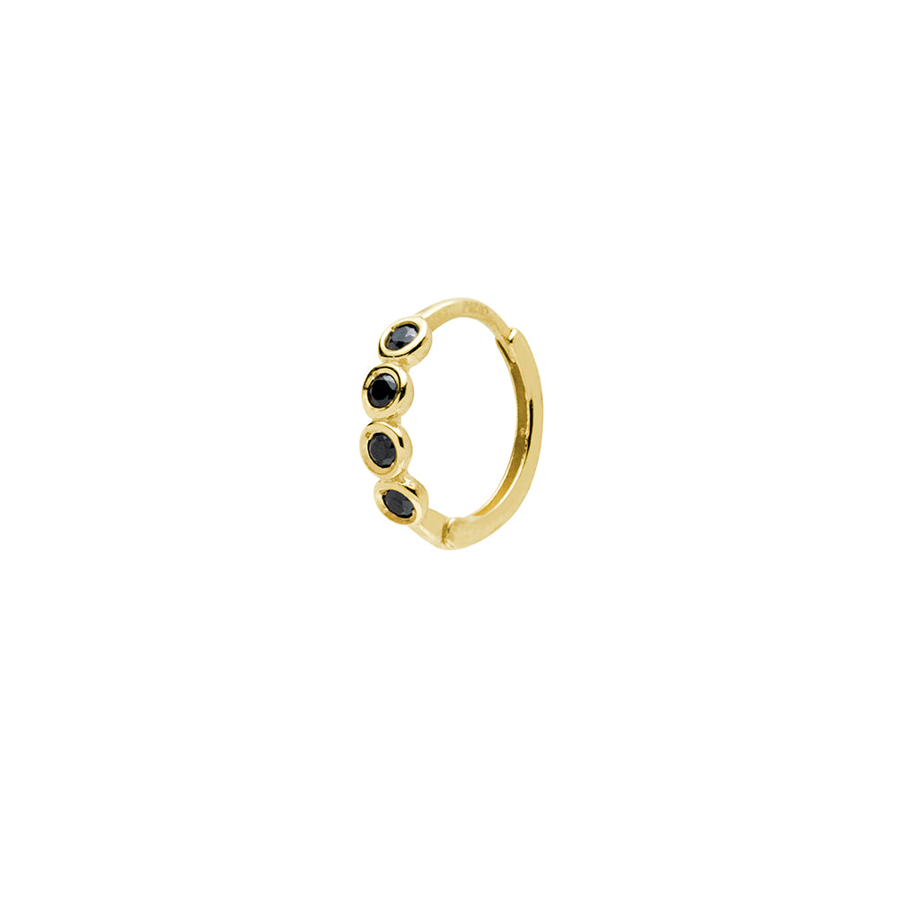 Piercing  Aro Liso Oro Con Circonitas Negras