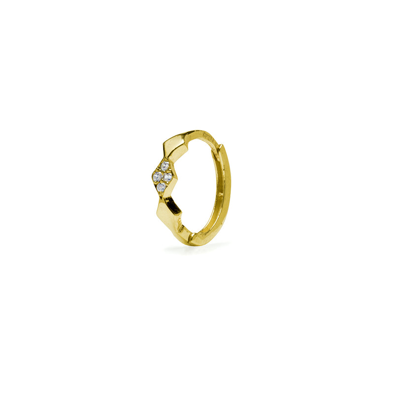Huggie Rombos Circonitas Blancas Oro
