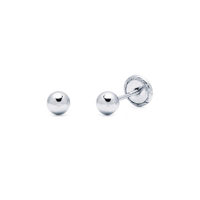 Pendientes bola oro bautizo bebé 4mm hipoalergénicos 9K y 18K - Customima