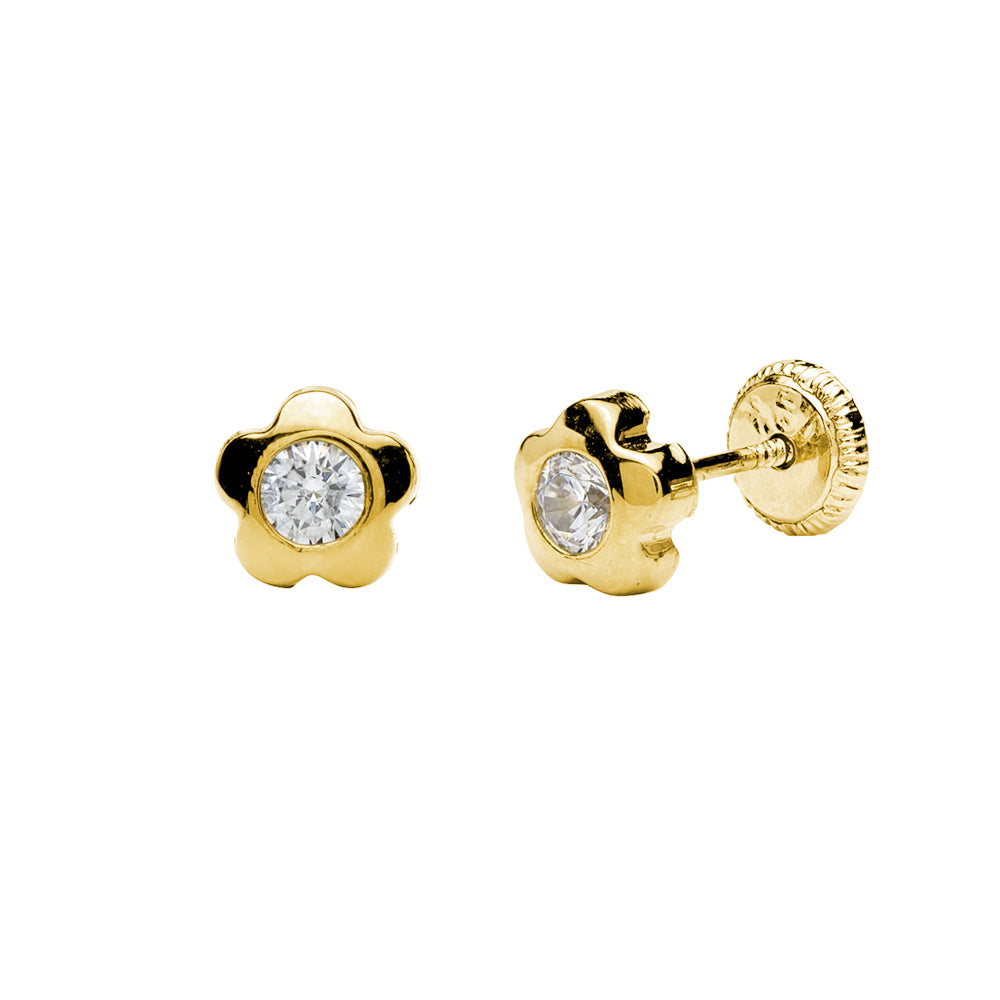 Pendientes Bebés Flor con Circonita 18k