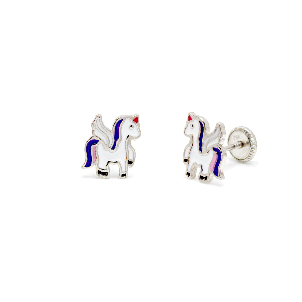 Pendientes Niña Unicornio Plata