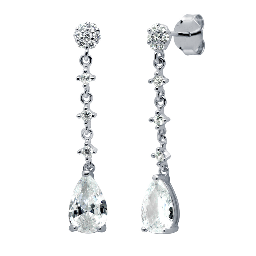 Pendientes largos cristal plata