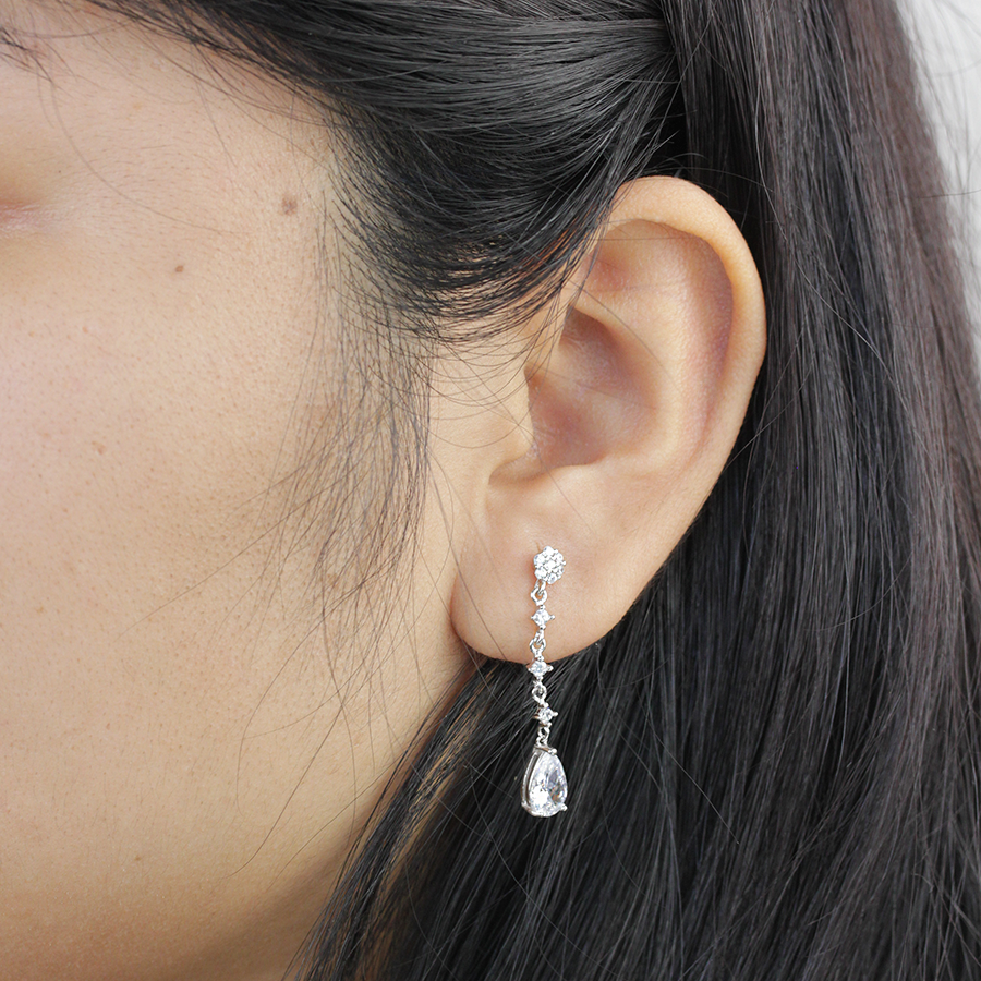 Pendientes largos cristal plata