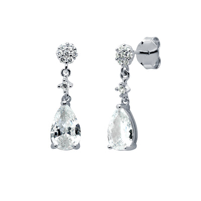 Pendientes cortos cristal plata