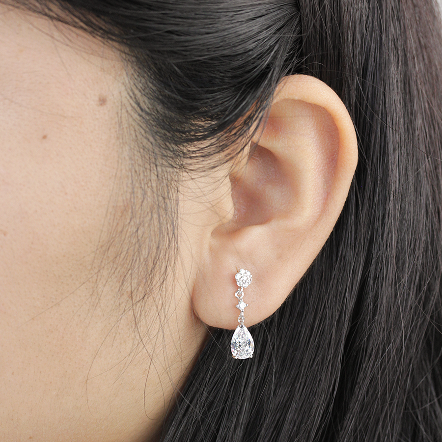 Pendientes cortos cristal plata