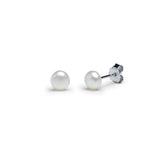Pendiente Perla Botón 6mm Plata