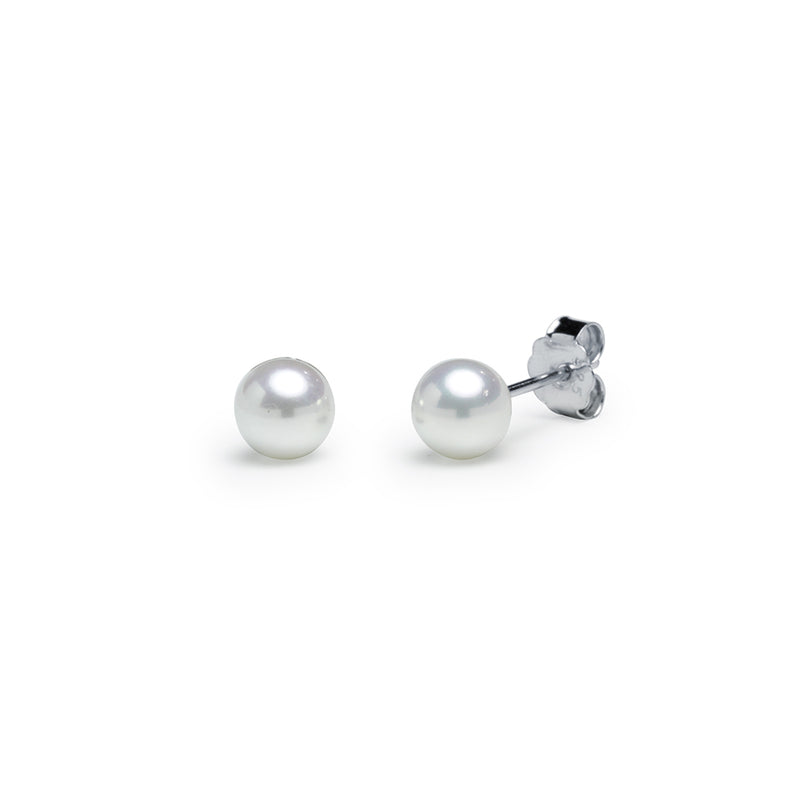 Pendiente Perla Round 6mm Plata