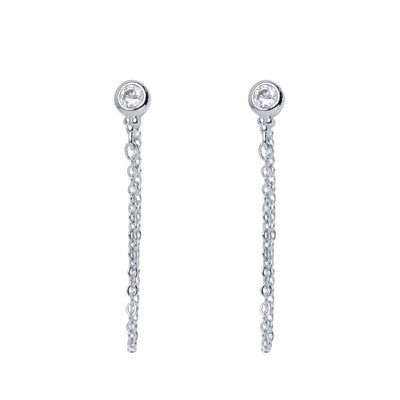 Pendientes Front Back de Plata 925 con Circonita