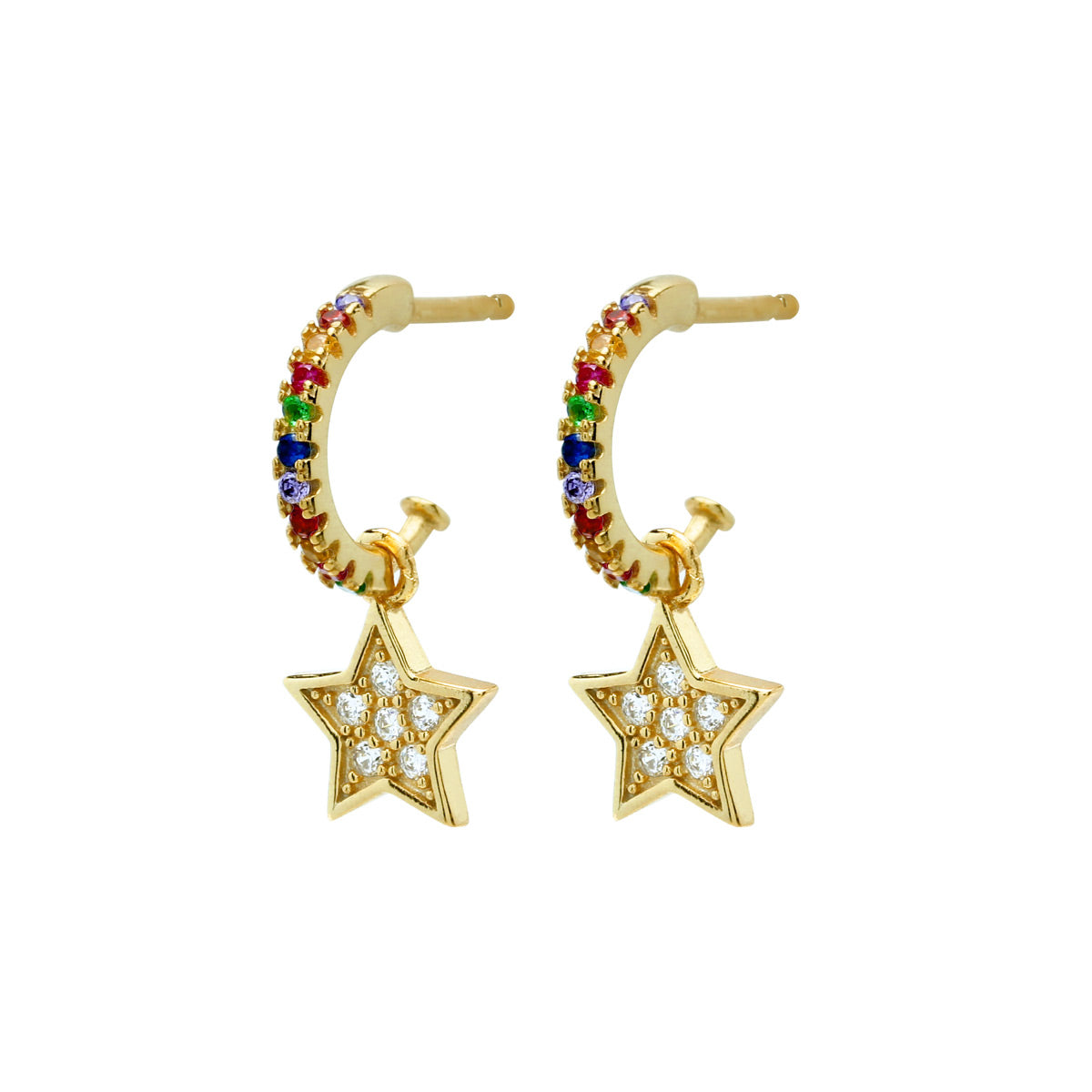 Pendientes Rainbow White Star Ø 10mm Plata