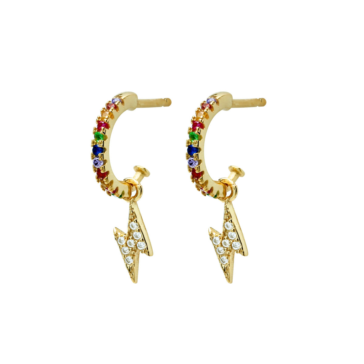 Pendientes Rainbow White Flash Ø 10mm Plata