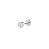 Pendiente piercing brillante bisel 4mm plata