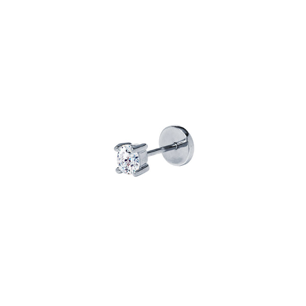 Pendiente piercing brillante mini 4mm plata