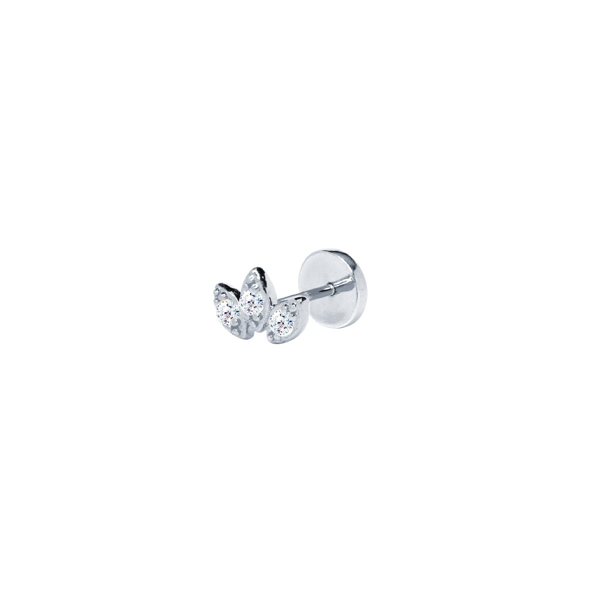 Pendiente piercing marquise plata