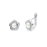 Pendientes Niña Flor Perla  Plata