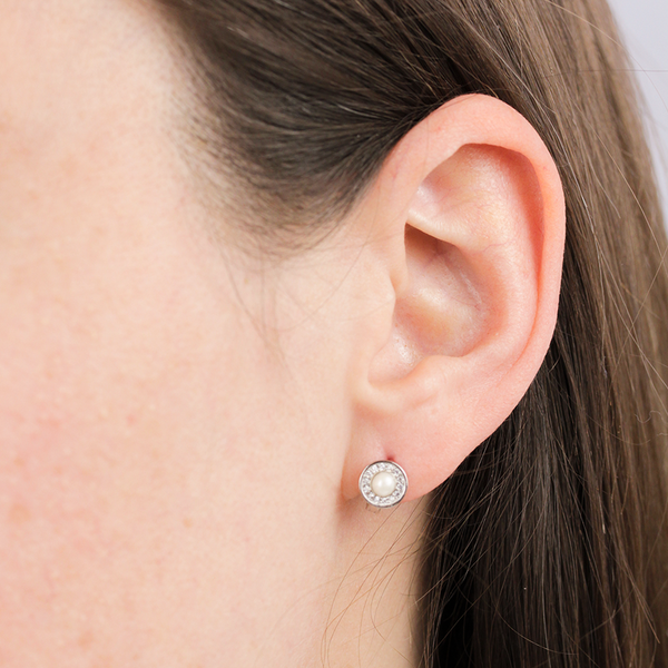 Pendientes Niña Concéntricos Perla Plata
