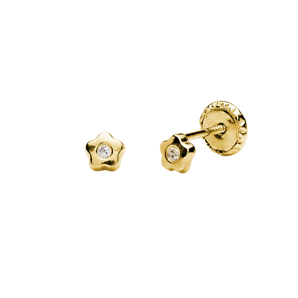 Pendientes Bebés Flor con Circonita 18k