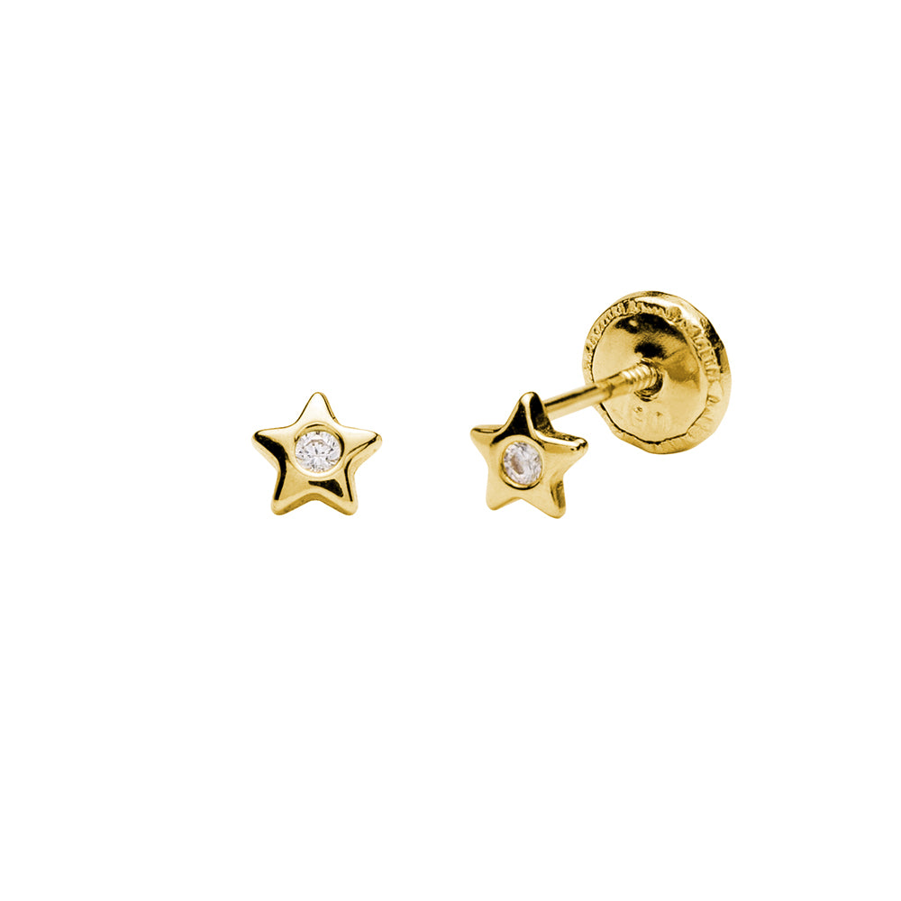 Pendientes Bebés Estrella con Circonita 18k