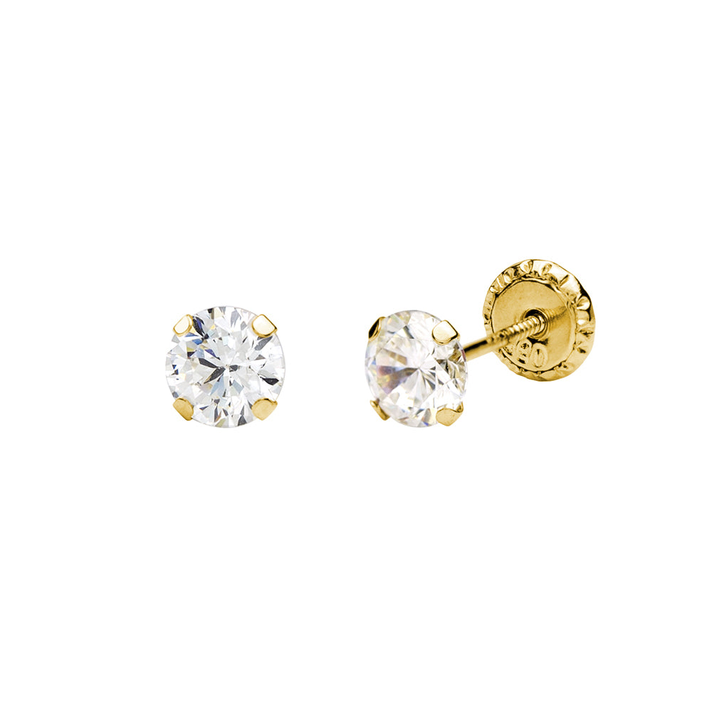 Pendientes Bebés Circonita 5mm Oro 18k
