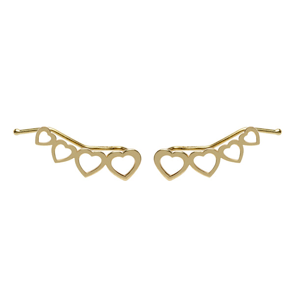 Pendiente Trepador Corazones Oro