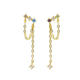 Pendientes circonitas y cadena colores felicidad plata