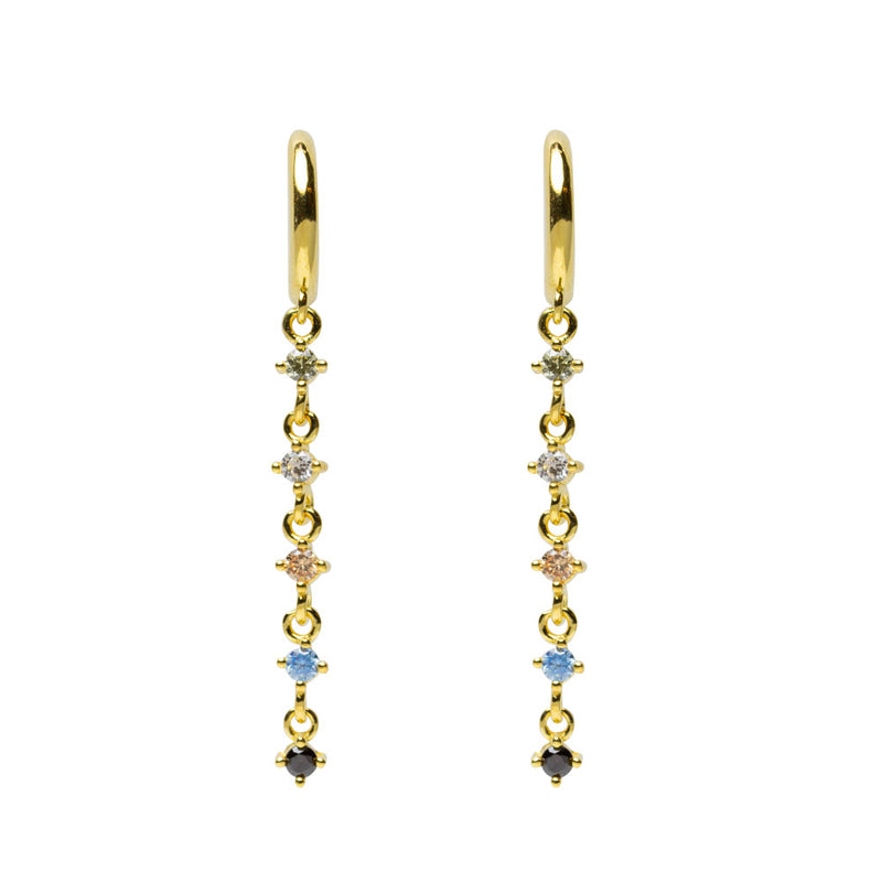 Pendientes aro circonitas colores felicidad plata