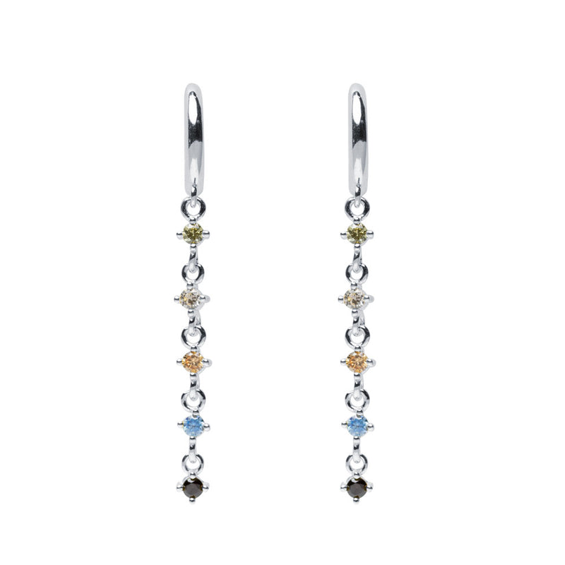 Pendientes aro circonitas colores felicidad plata