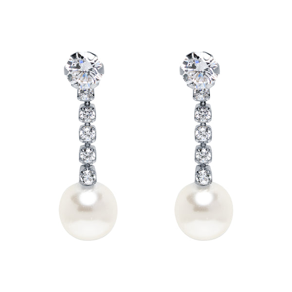 Pendientes Largos con Perla Oro