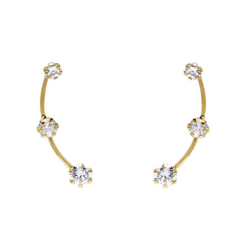 Pendientes Trepadores Circonitas Pequeñas Oro