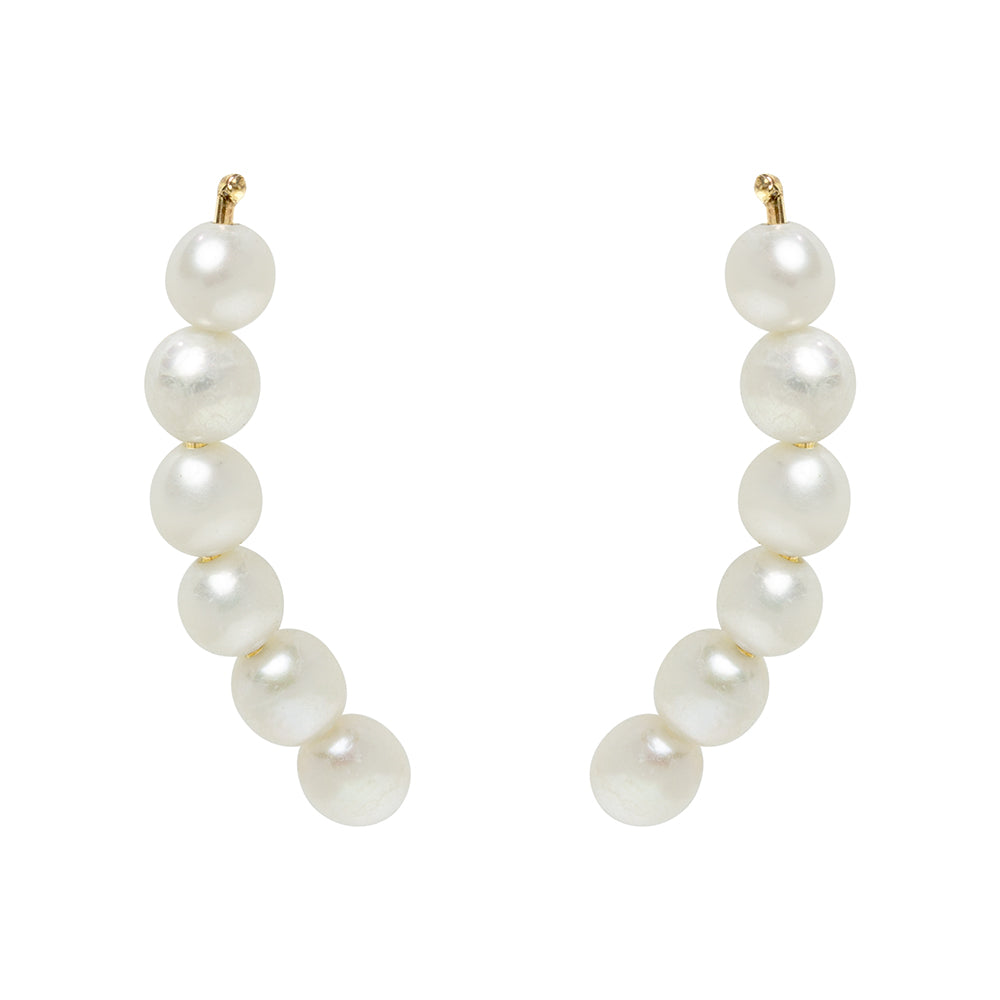 Pendientes Trepadores Perlas Oro