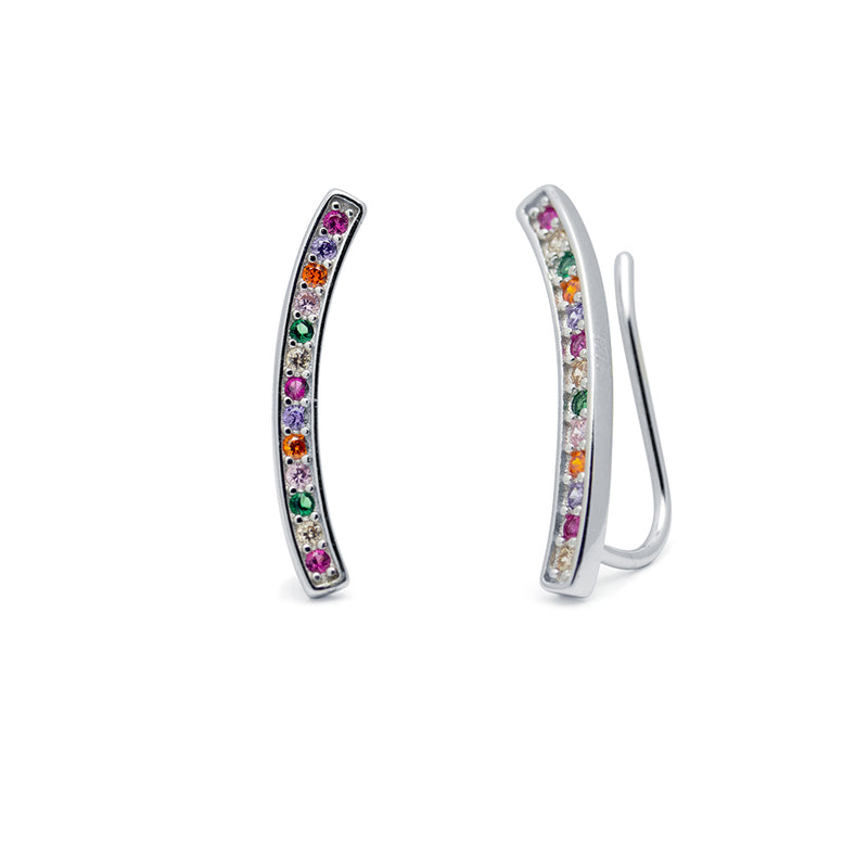 Pendientes Trepador Circonitas Color Plata