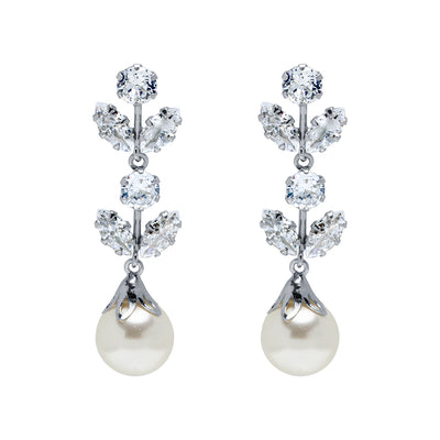Pendientes Largos Elegantes de Oro 9K con Perla
